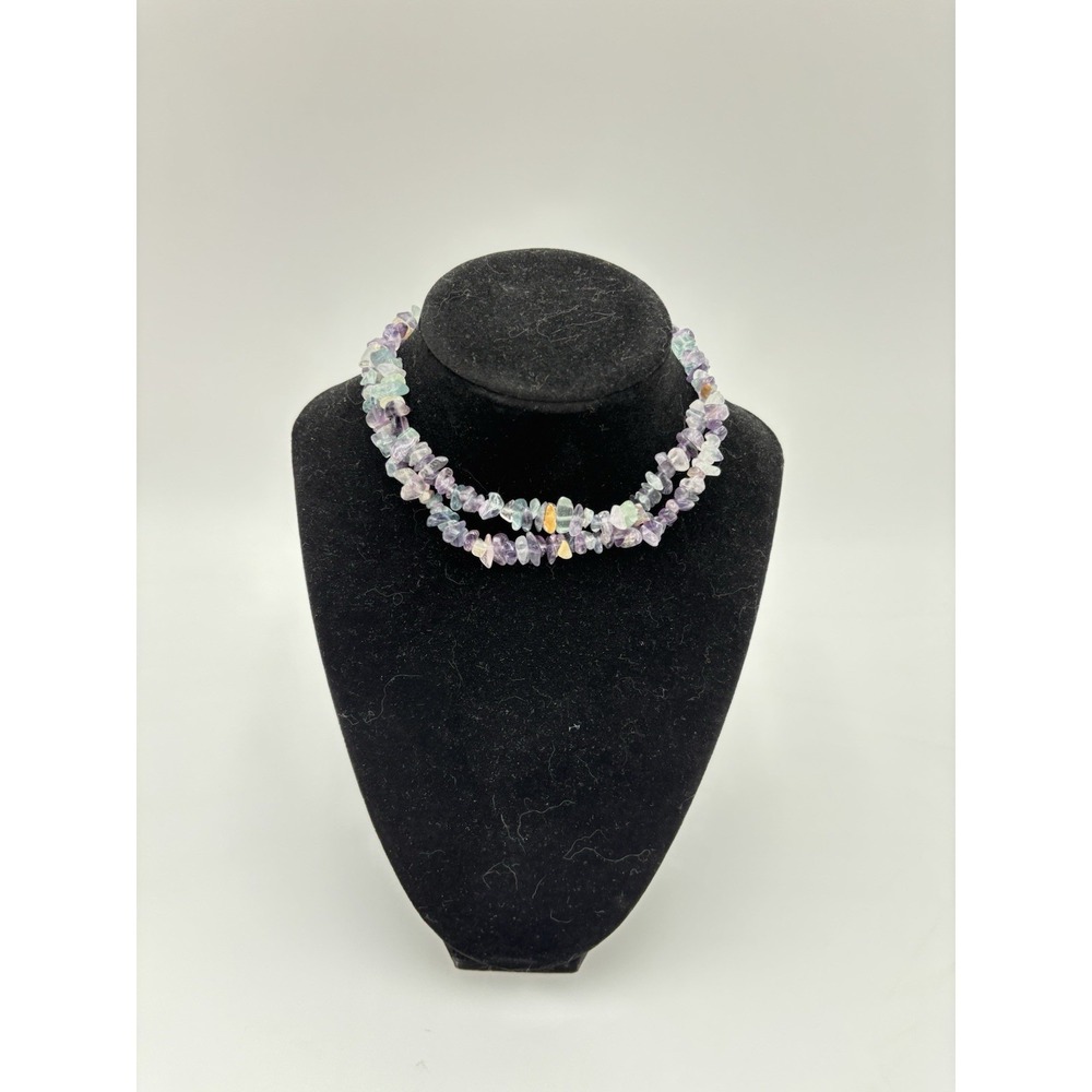 Free People Fluorite Chip Stone Necklace Adjustable Purple Green Boho NWT‎